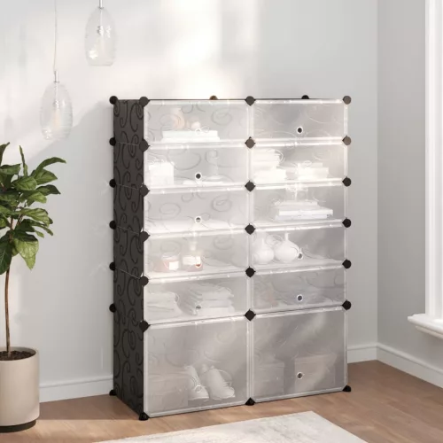  fekete polipropilén cipőtartó 94 x 37 x 125 cm