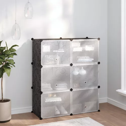  fekete polipropilén cipőtartó 84,5 x 31 x 93,5 cm