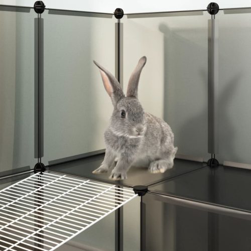  fekete polipropilén és acél kisállatketrec 143 x 107 x 93 cm