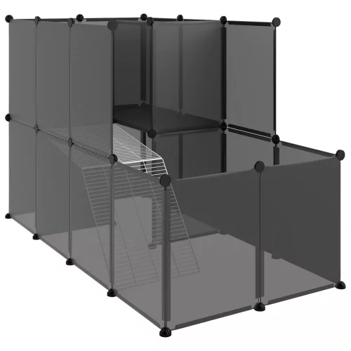  fekete polipropilén és acél kisállatketrec 142 x 74 x 93 cm