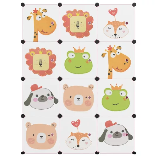  rózsaszín polipropilén tárolókocka gyerekeknek 12 kockával