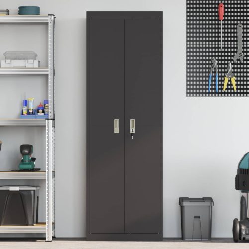  Tárolószekrény tárolóval 2 pcs Fekete 60 x 40 x 180 cm