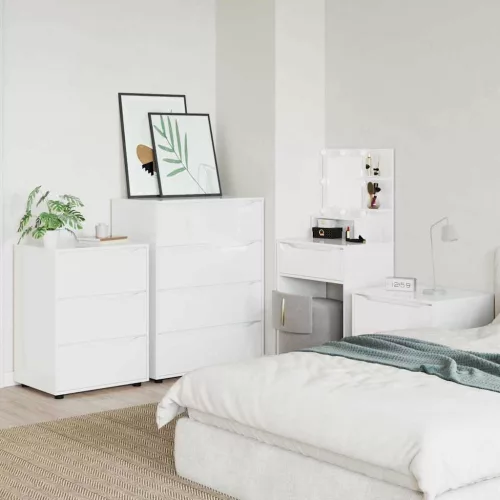  Tároló szekrények 2 pcs Magas Fényű Fehér 80 x 48 x 105 cm