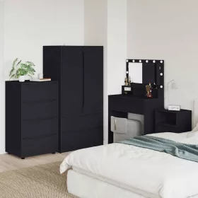  Tároló szekrények 2 pcs Fekete 60 x 48 x 105 cm Faanyag