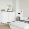  Tároló szekrények 2 pcs Magas Fényű Fehér 60 x 48 x 105 cm