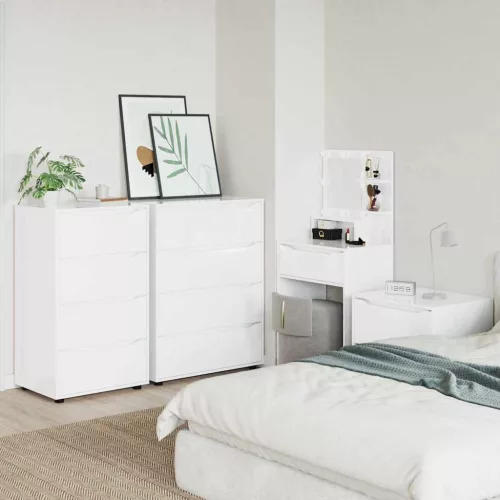  Tároló szekrények 2 pcs Magas Fényű Fehér 60 x 48 x 105 cm