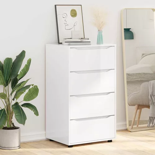  Tároló szekrények 2 pcs Magas Fényű Fehér 60 x 48 x 105 cm