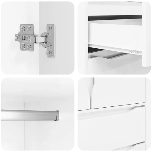  Fürdőszoba Székény Magas Fényű Fehér 79,5 x 49 x 156 cm Faanyag