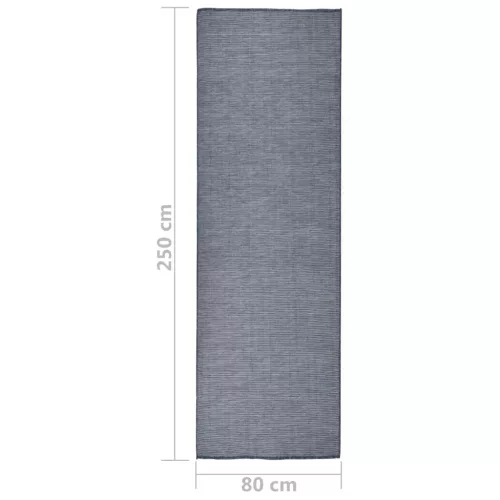  kék lapos szövésű kültéri szőnyeg 80 x 250 cm