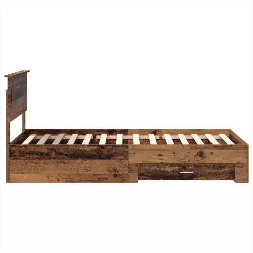  Ágykeret fejtámlával fiókkal Öreg fa 100 x 200 cm Faanyag