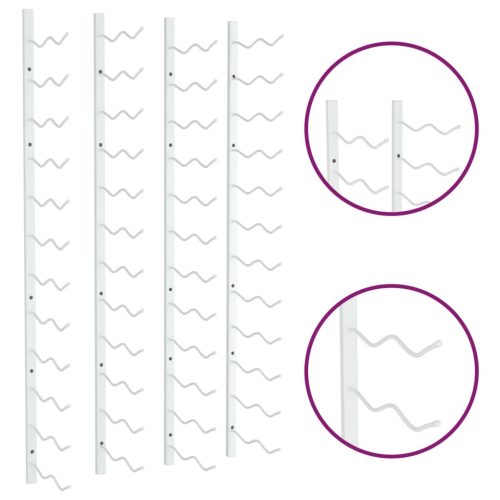  2 db fehér vas falra szerelhető bortartó állvány 24 palacknak