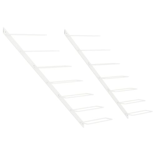  2 db fehér fém falra szerelhető bortartó állvány 7 palacknak