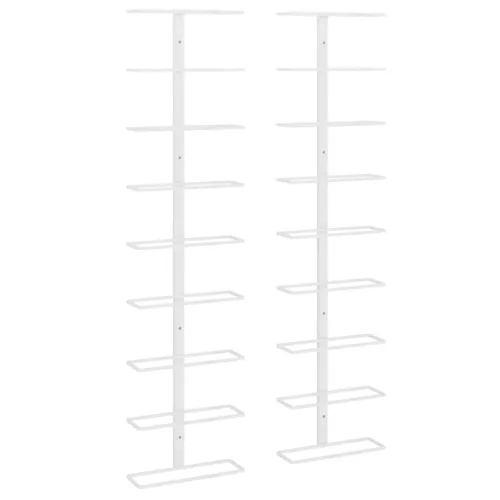  2 db fehér vas falra szerelhető bortartó állvány 9 palacknak