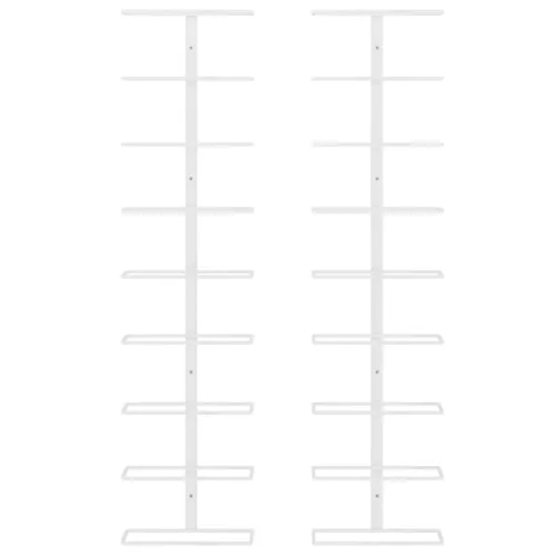  2 db fehér vas falra szerelhető bortartó állvány 9 palacknak