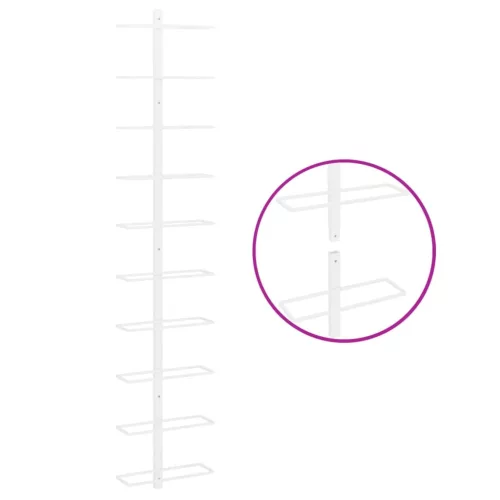  fehér fém falra szerelhető bortartó állvány 10 palacknak