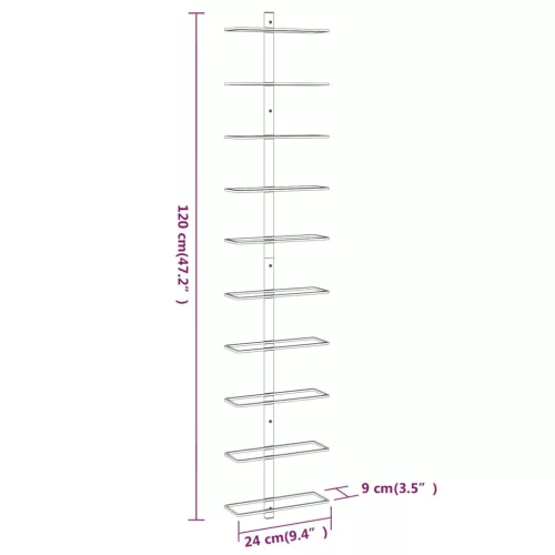 fehér fém falra szerelhető bortartó állvány 10 palacknak