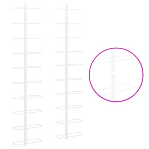  fehér fém falra szerelhető bortartó állvány 10 palacknak