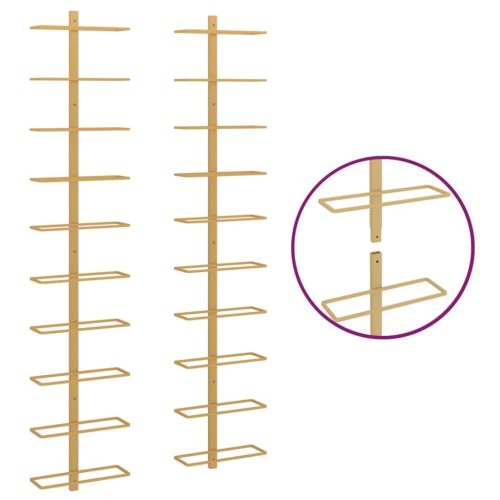  arany fém falra szerelhető bortartó állvány 10 palacknak