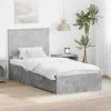  Ágykeret fejtámlával fiókkal Beton Szürke 90 x 200 cm Faanyag
