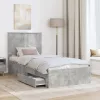 Ágykeret fejtámlával fiókkal Beton Szürke 90 x 200 cm Faanyag