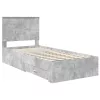  Ágykeret fejtámlával fiókkal Beton Szürke 90 x 200 cm Faanyag