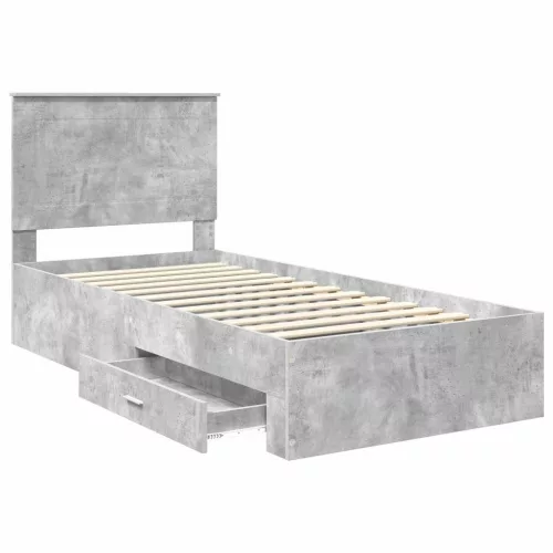  Ágykeret fejtámlával fiókkal Beton Szürke 90 x 200 cm Faanyag