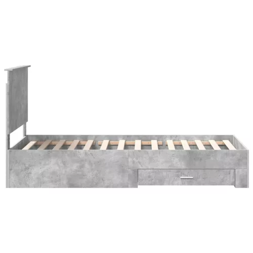  Ágykeret fejtámlával fiókkal Beton Szürke 90 x 200 cm Faanyag