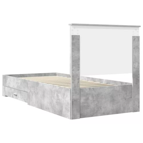  Ágykeret fejtámlával fiókkal Beton Szürke 90 x 200 cm Faanyag