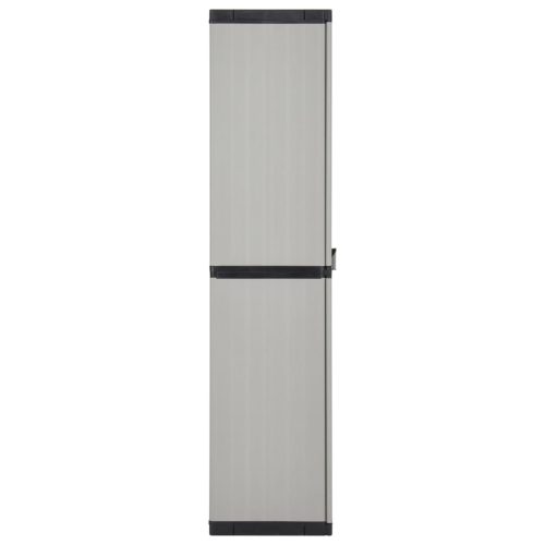  szürke-fekete kerti tárolószekrény 3 polccal 68 x 40 x 168 cm