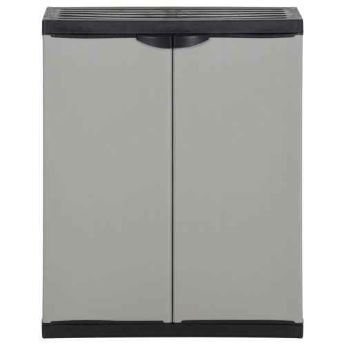  szürke és fekete kerti PP szeméttároló 68 x 40 x 85 cm