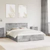  Ágykeret fejtámlával fiókkal Beton Szürke 160 x 200 cm Faanyag