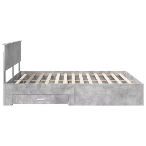  Ágykeret fejtámlával fiókkal Beton Szürke 160 x 200 cm Faanyag