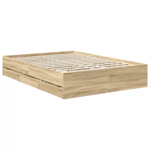  Ágykeret fiókkal tárolóval Sonoma tölgy 140 x 190 cm Mérnöki Fa