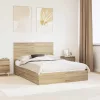  Tárolós Ágy fejtámlával Sonoma tölgy 135 x 190 cm Faanyag
