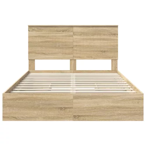  Tárolós Ágy fejtámlával Sonoma tölgy 135 x 190 cm Faanyag