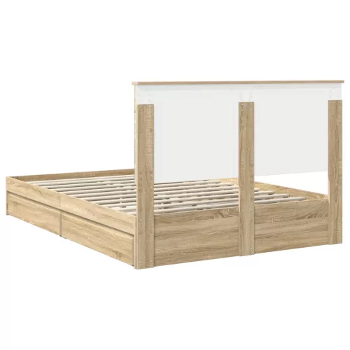  Tárolós Ágy fejtámlával Sonoma tölgy 135 x 190 cm Faanyag