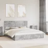  Ágykeret fiókkal fejtámlával Beton Szürke 200 x 200 cm Faanyag