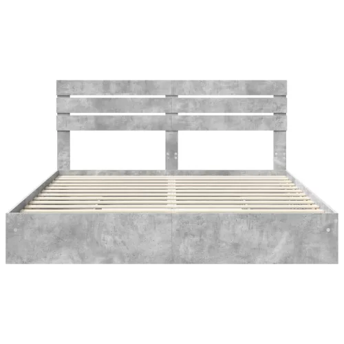  Ágykeret fiókkal fejtámlával Beton Szürke 200 x 200 cm Faanyag