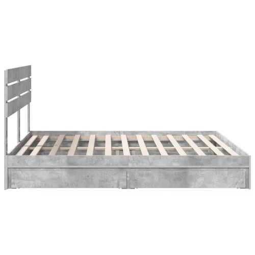  Ágykeret fiókkal fejtámlával Beton Szürke 200 x 200 cm Faanyag