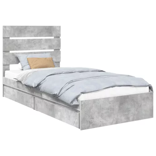  Tárolós Ágy fejtámlával Beton Szürke 100 x 200 cm Faanyag