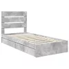  Tárolós Ágy fejtámlával Beton Szürke 100 x 200 cm Faanyag