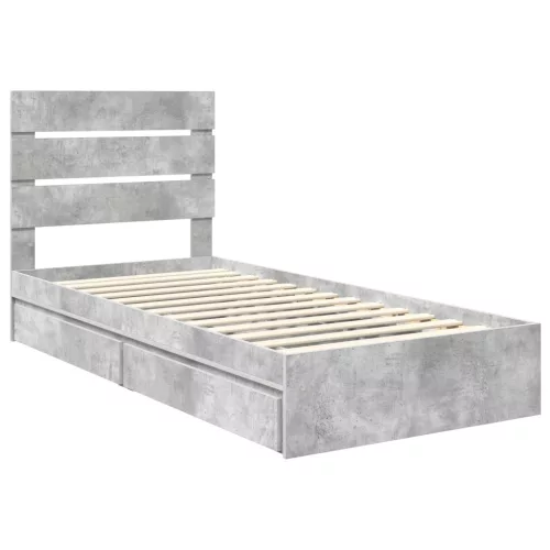  Tárolós Ágy fejtámlával Beton Szürke 100 x 200 cm Faanyag