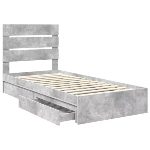  Tárolós Ágy fejtámlával Beton Szürke 100 x 200 cm Faanyag