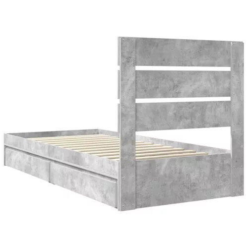  Tárolós Ágy fejtámlával Beton Szürke 100 x 200 cm Faanyag