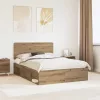  Ágykeret fejtámlával Művészi tölgy 140 x 190 cm Tömör fenyőfa