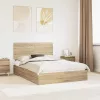  Tárolós Ágy fejtámlával Sonoma tölgy 140 x 190 cm Faanyag