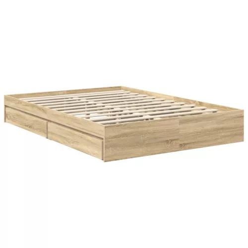  Tárolós Ágy fejtámlával Sonoma tölgy 140 x 190 cm Faanyag