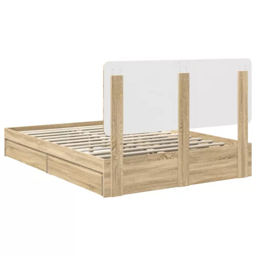  Tárolós Ágy fejtámlával Sonoma tölgy 140 x 190 cm Faanyag