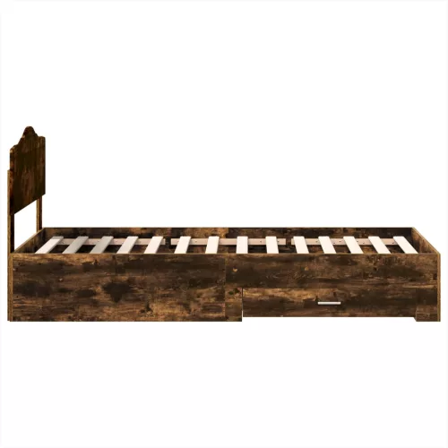  Ágykeret fejtámlával fiókkal Füstölt tölgy 90 x 190 cm Faanyag