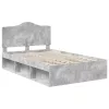  Ágykeret fejtámlával Beton Szürke 135 x 190 cm Tömör fenyőfa
